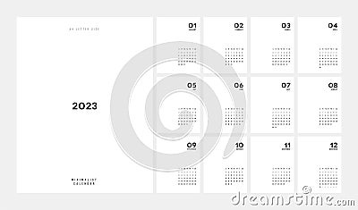 Calendar 2023 Trendy Minimalist Style. Set of 12 pages desk calendar. minimal calendar planner design for printing template. Vector Illustration