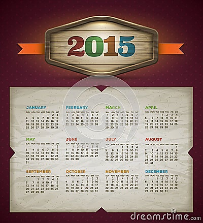 2015 Calendar Vector Illustration