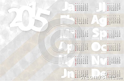 Calendar 2015 vector design template Vector Illustration