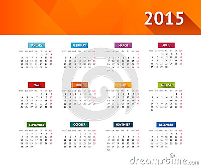 Calendar 2015 Vector Illustration