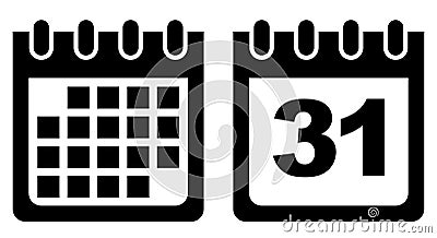 Calendar vector icon black and white Vector Illustration