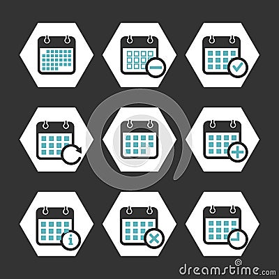 Calendar vector icons with event, progress and other symbols Vector Illustration