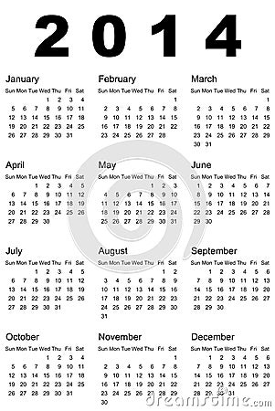 2014 Calendar Vector Illustration