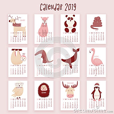 Calendar 2019 Vector Illustration