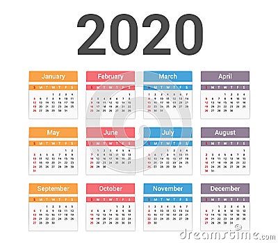2020 Calendar Vector Illustration