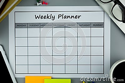 Calendar Weekly plan Doing business or activities with in a week Stock Photo