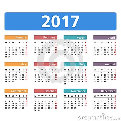 2017 Calendar Vector Illustration