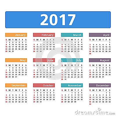 2017 Calendar Vector Illustration