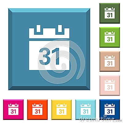 Calendar white icons on edged square buttons Stock Photo