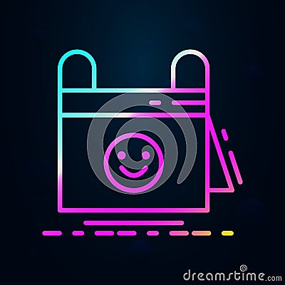 calendar withsmiley in nolan style icon. Simple thin line, outline vector of birthday icons for ui and ux, website or mobile Stock Photo
