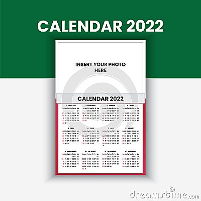 Calendar year 2022 with photos and simple elegant design 2 Vector Illustration