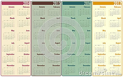 2014-2017 Calendar Vector Illustration