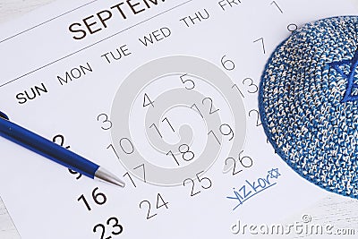 Calendar. Yom kippur concept. Stock Photo