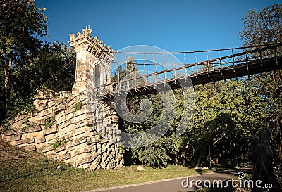 Suspended Bridge In Romanescu Park Craiova Stock Photo