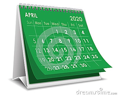 April 2020 calendar Vector Illustration