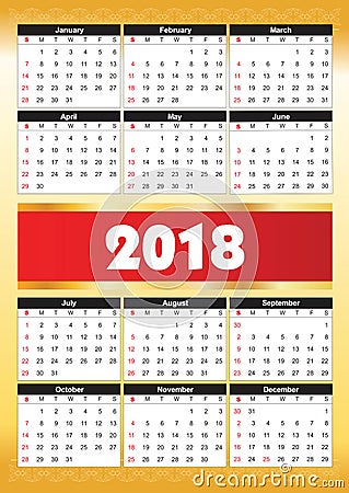 Calender 2018 in can be converted into any size for print Vector Illustration