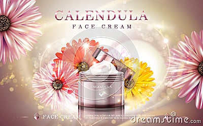 Calendula facial cream ad Cartoon Illustration