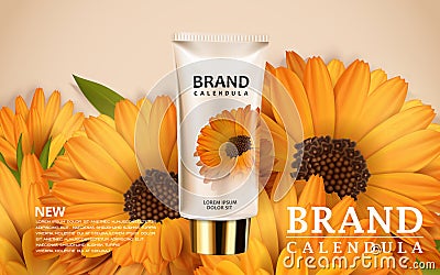 Calendula hand cream ads Vector Illustration