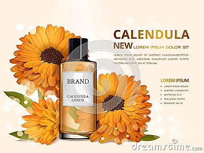 Calendula skin toner ads Vector Illustration