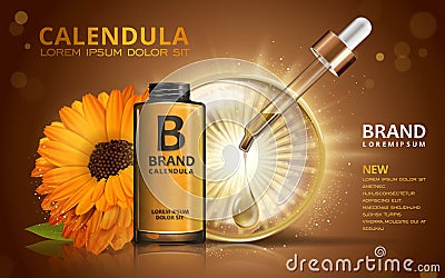 Calendula skin toner ads Vector Illustration