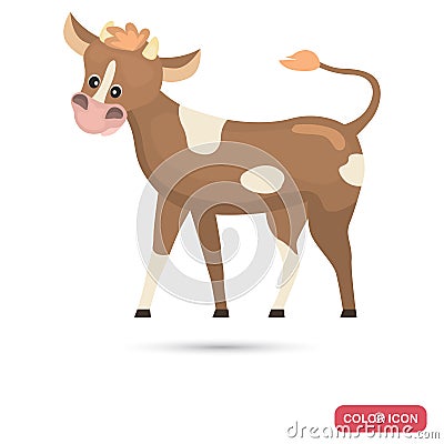 Calf farm animal color flat icon Vector Illustration