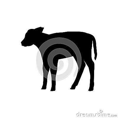 Calf farm mammal black silhouette animal Vector Illustration