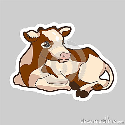 A calf lies vector drawing for a Christmas nativity scene Vector Illustration