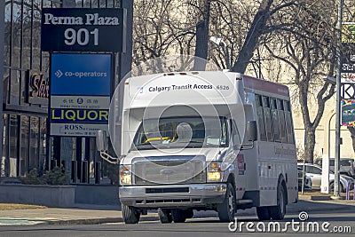 A Calgary Transit Access Bus. Accessible transit service for people who have physical or Editorial Stock Photo
