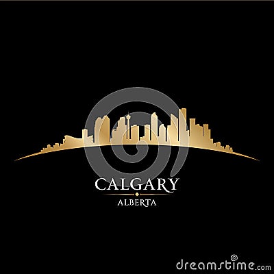 Calgary Alberta Canada city skyline silhouette black background Vector Illustration