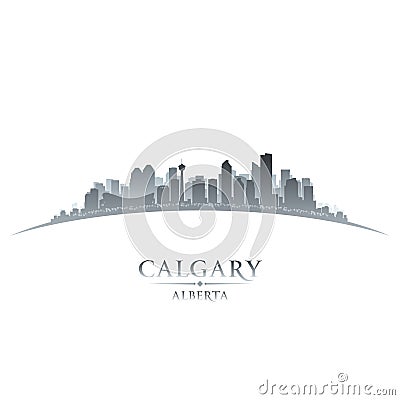Calgary Alberta Canada city skyline silhouette white background Vector Illustration