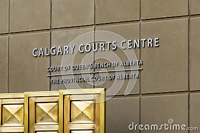 Calgary Courts Centre entrance building sign Editorial Stock Photo
