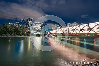 Calgary, Alberta City Skyline and Peace Bridge Editorial Stock Photo