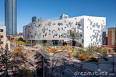 Exterior of the main branch of the Calgary Public Library Editorial Stock Photo