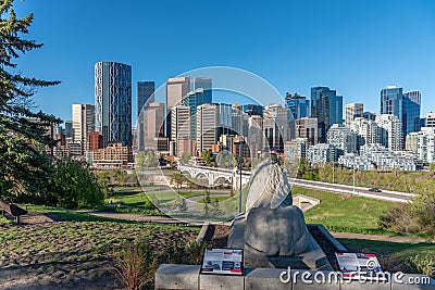 Calgary`s skyline on a beautiful spring morning Editorial Stock Photo