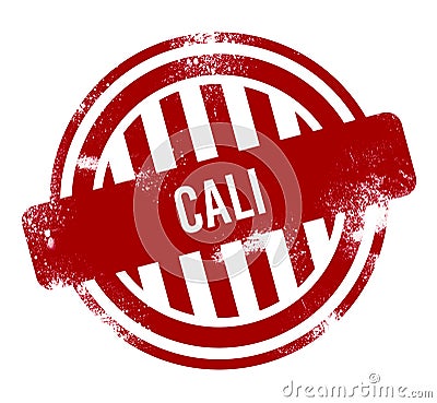 Cali - Red grunge button, stamp Stock Photo
