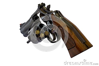 .38 Caliber Revolver Pistol Loaded Cylinder Gun Barrel Close Up w Stock Photo