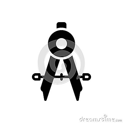 Black solid icon for Calibration, ruler and project Vector Illustration
