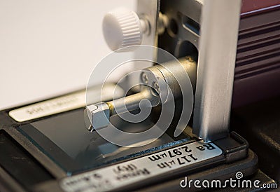 Calibration surface roughness tester machine with gage bloc Stock Photo