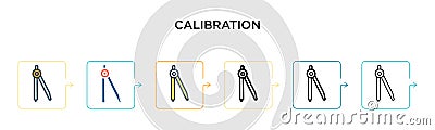 Calibration vector icon in 6 different modern styles. Black, two colored calibration icons designed in filled, outline, line and Vector Illustration