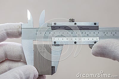 Calibration VERNIER with gage block Stock Photo