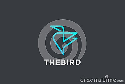 Calibri Bird abstract Logo design vector Linear. T Vector Illustration