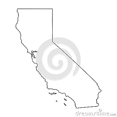 California CA State Border USA Map Outline Vector Illustration