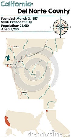 California - Del Norte county map Vector Illustration