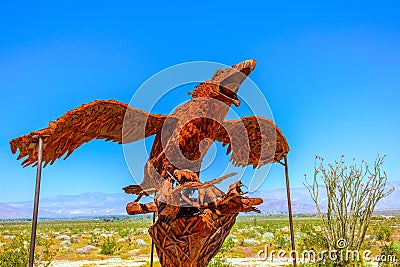 California-Desert Sculpture-Bird Editorial Stock Photo