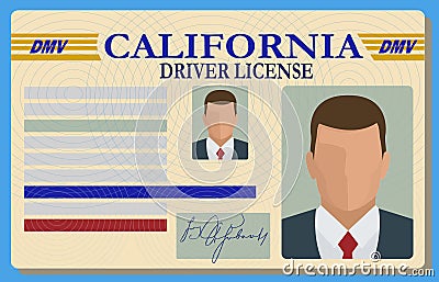 California Drivers License Cartoon Illustration