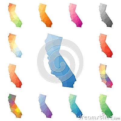 California geometric polygonal, mosaic style us. Vector Illustration