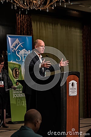 California Governor Edmund G. Brown Jr. speaking at 2016 SEJ Conference 9 Editorial Stock Photo