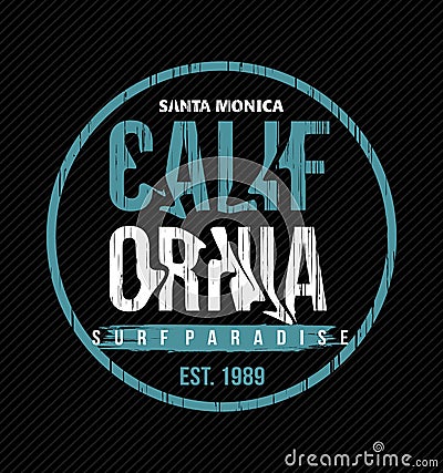 CALIFORNIA Grunge effect Cool design typography, vector design text illustration, poster, banner, flyer, postcard , sign, t shirt Vector Illustration