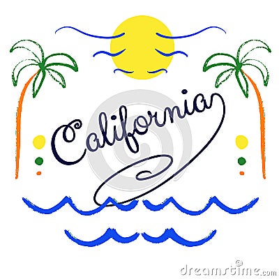 California hand drawn lettering Vector Illustration