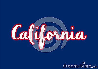 California hand lettering on blue background Vector Illustration